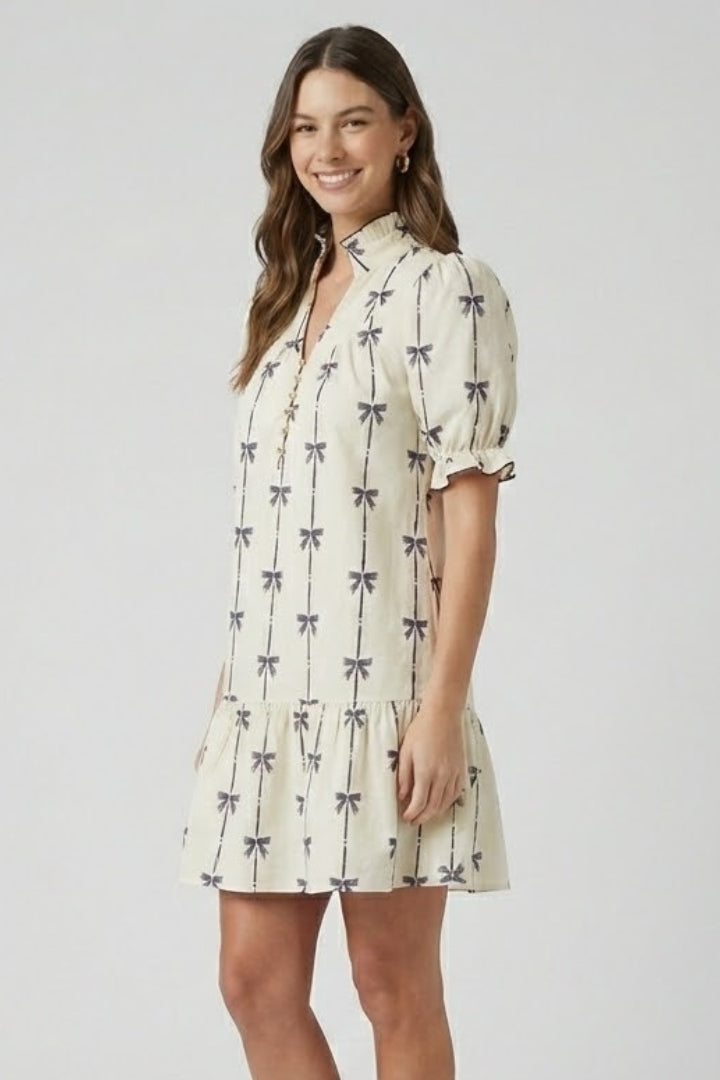 Azalea | Mini A-lijn Jurk met Strikprint voor Dames – Zomerse Casual Fit & Flare Dagjurk