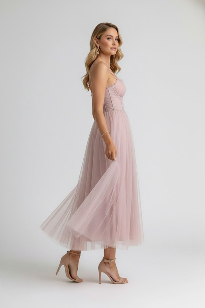 Elenya | Tule korsetjurk voor dames – sweetheart halslijn met spaghetti bandjes