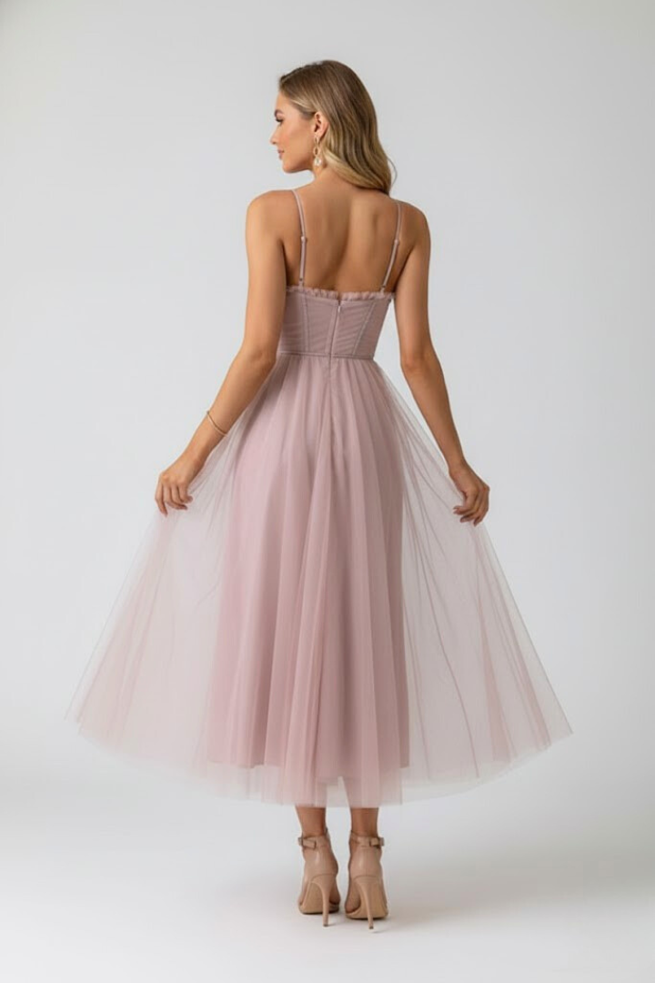 Elenya | Tule korsetjurk voor dames – sweetheart halslijn met spaghetti bandjes