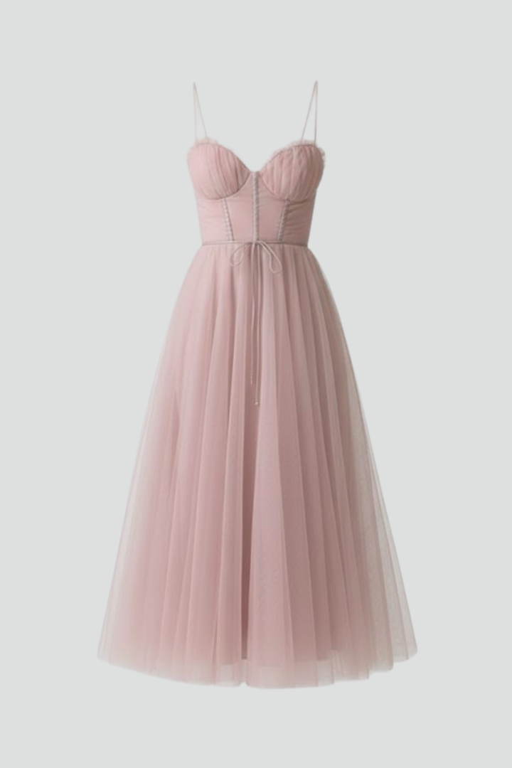 Elenya | Tule korsetjurk voor dames – sweetheart halslijn met spaghetti bandjes