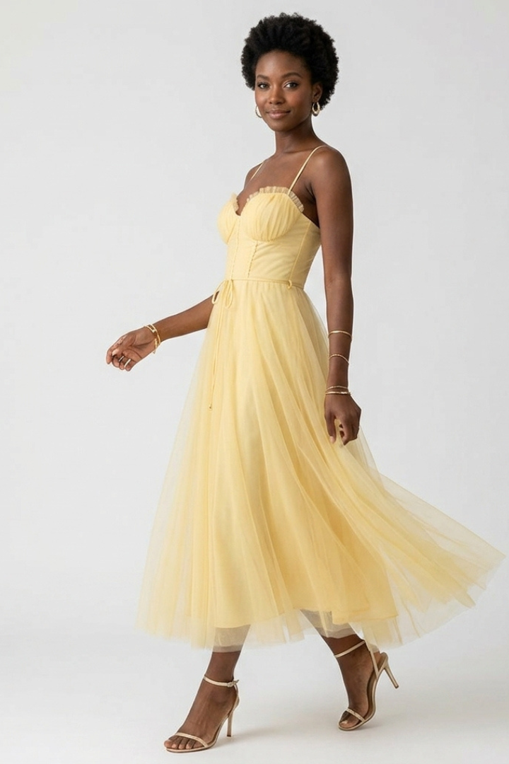 Elenya | Tule korsetjurk voor dames – sweetheart halslijn met spaghetti bandjes