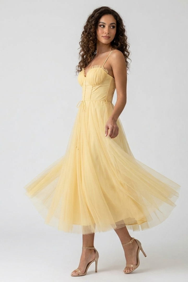 Elenya | Tule korsetjurk voor dames – sweetheart halslijn met spaghetti bandjes