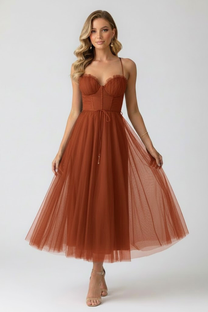 Elenya | Tule korsetjurk voor dames – sweetheart halslijn met spaghetti bandjes