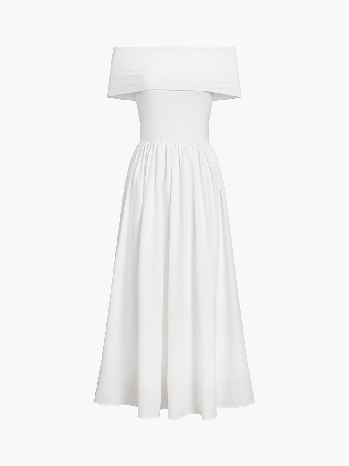 Zylia | Off-shoulder maxi-jurk voor dames – soepel vallende geplooide feestjurk