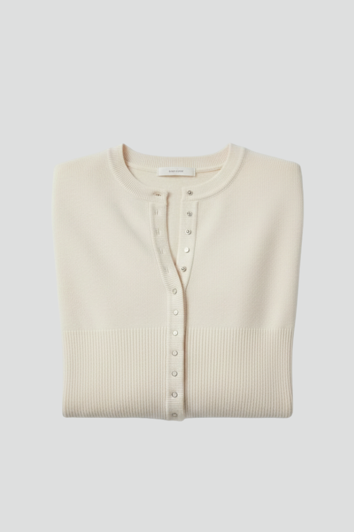 Primrose | Casual gebreid vest voor dames – met knopen aan de voorkant, lange mouwen