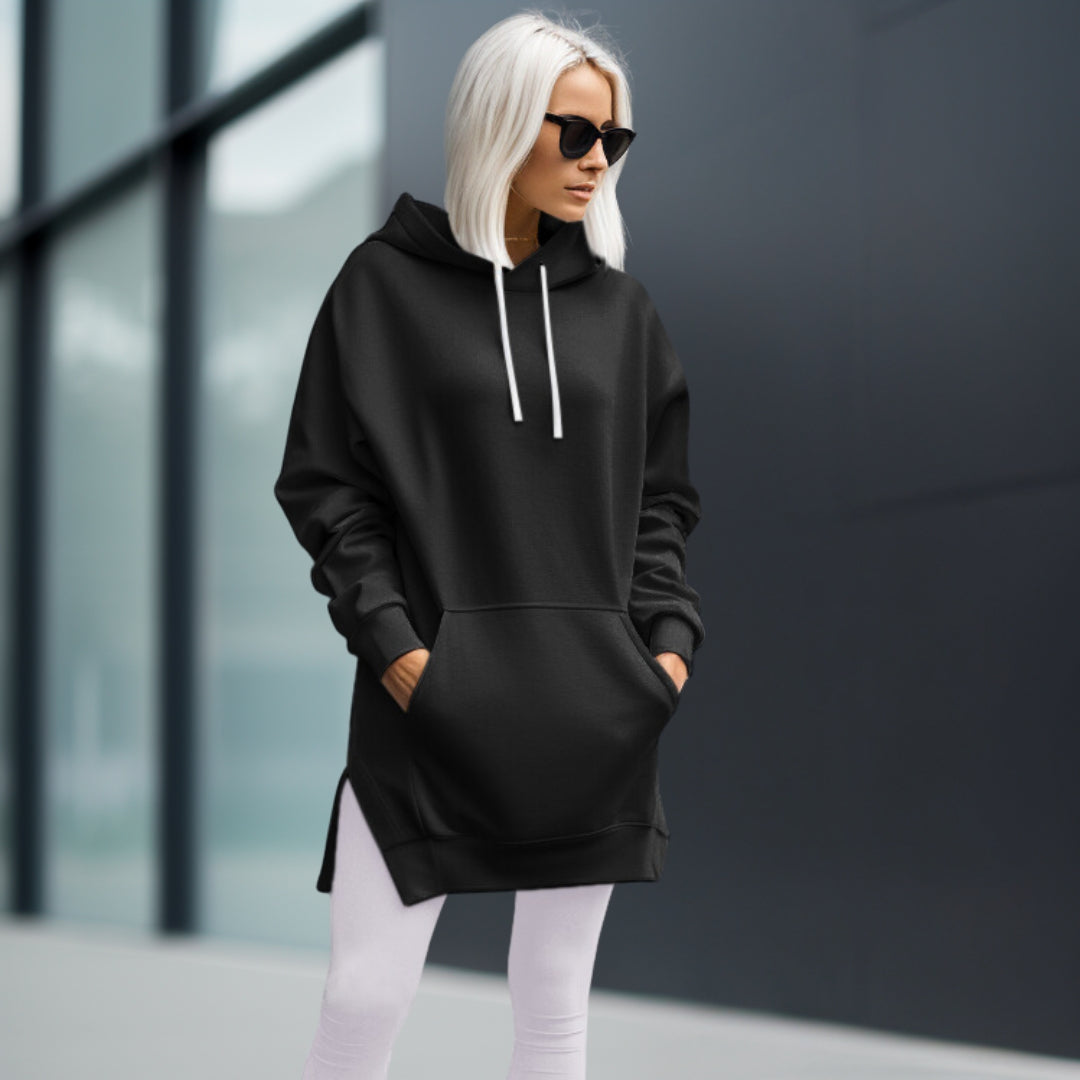 Gustina | Lange Sweaterjurk voor Dames – Casual Hoodie Jurk