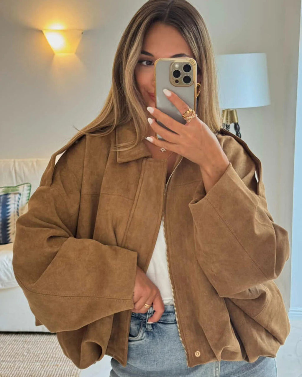 Harmina | Oversized Dames Bomberjack met Kraag en Ritssluiting