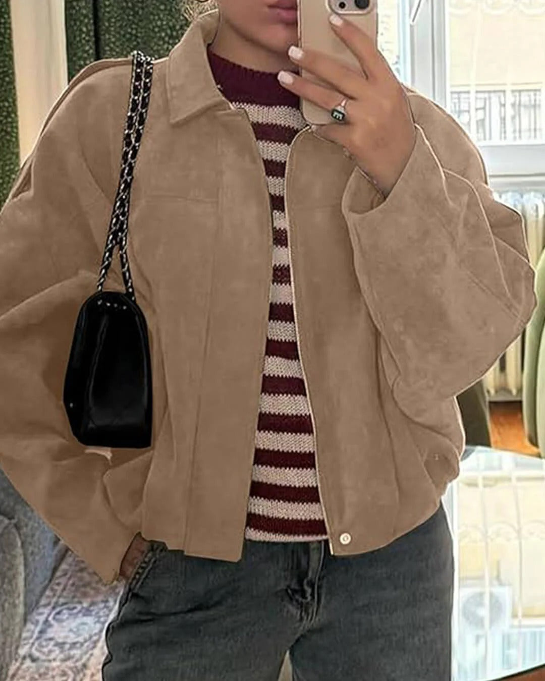Harmina | Oversized Dames Bomberjack met Kraag en Ritssluiting
