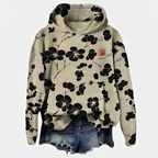 Aardina | Hoodie met bloemenprint voor dames – Warme pullover met lange mouwen en verstelbare capuchon