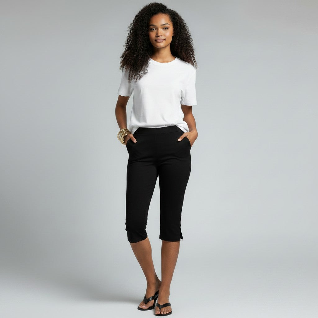 Harlina | Dames High Waist Capri Broek – 3/4 Lengte Broek met Relaxte Pasvorm