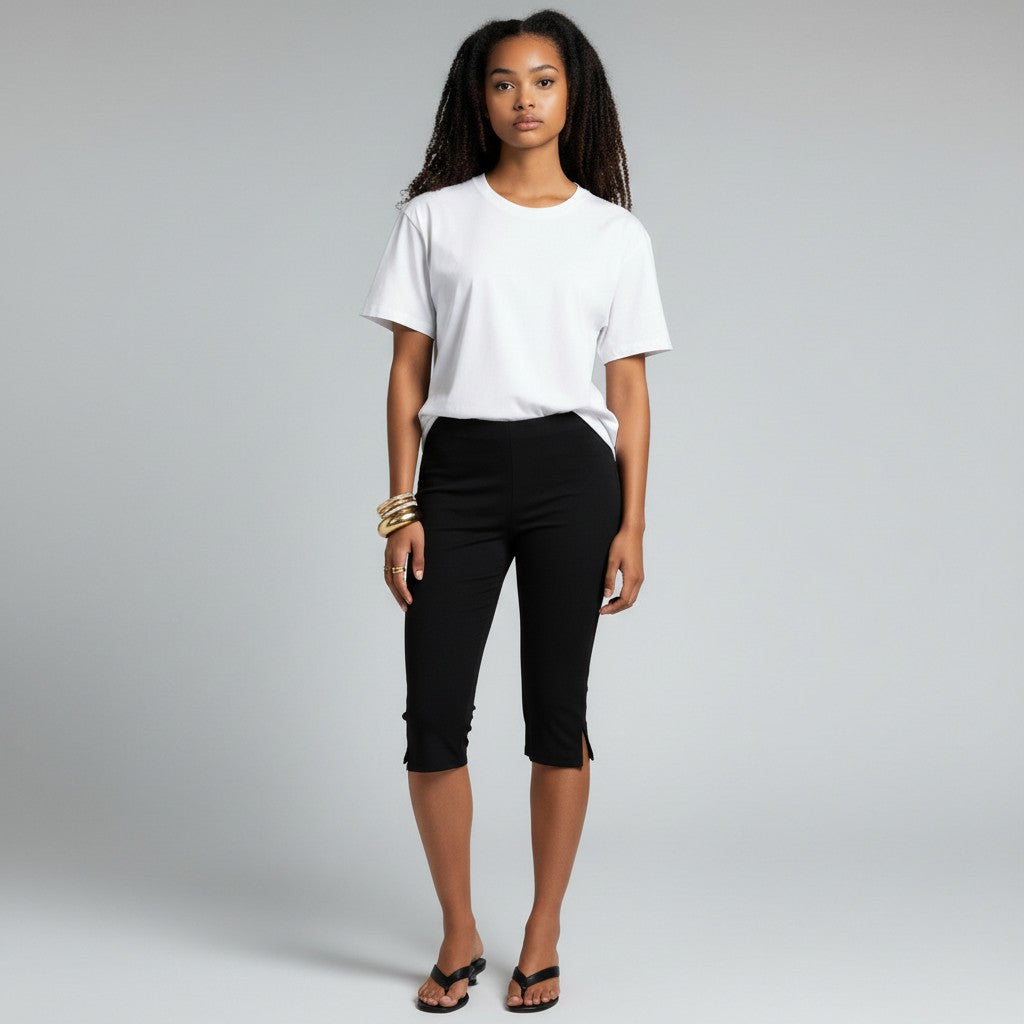 Harlina | Dames High Waist Capri Broek – 3/4 Lengte Broek met Relaxte Pasvorm