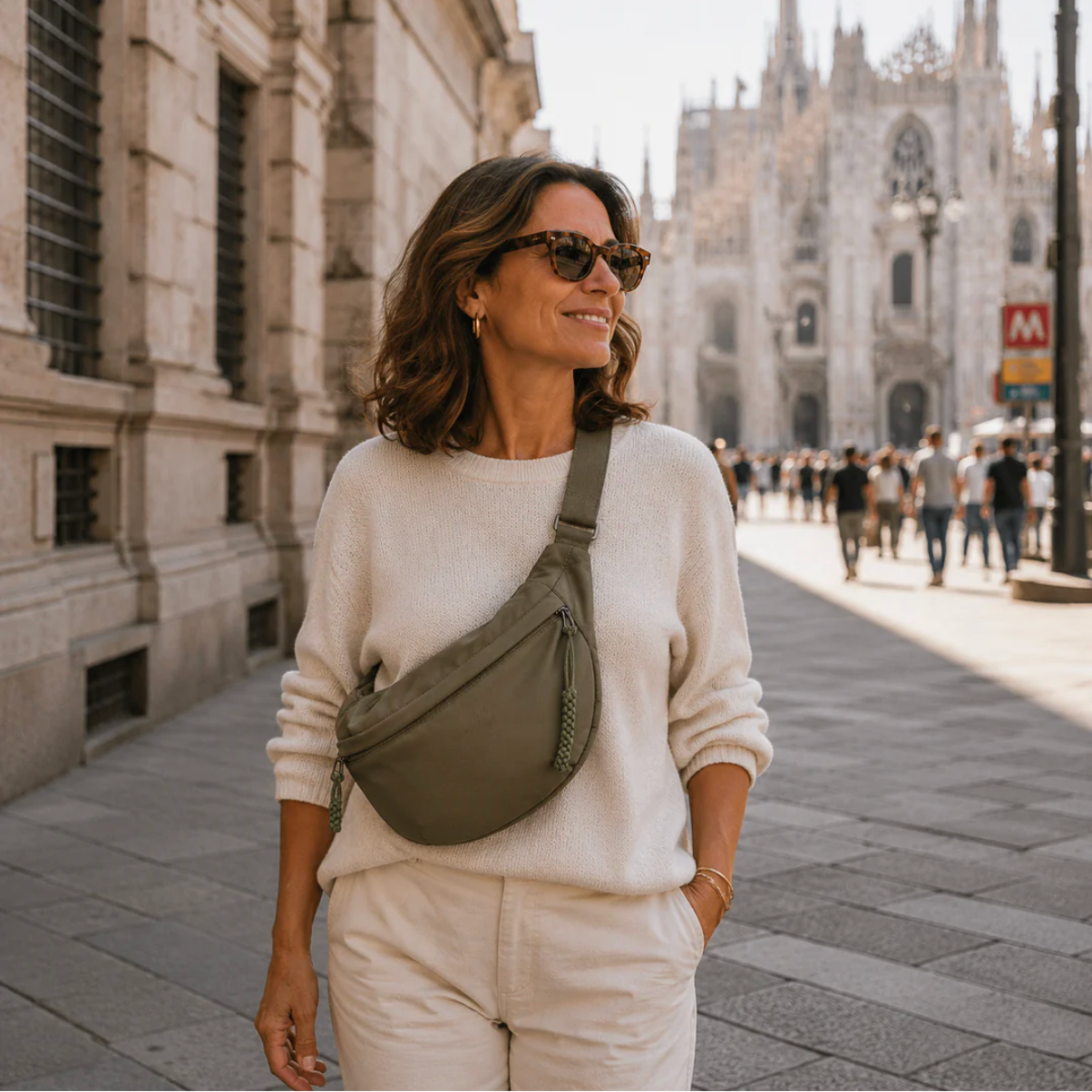 Clara | Olijfgroene bucketbag voor dames – Ruime schoudertas