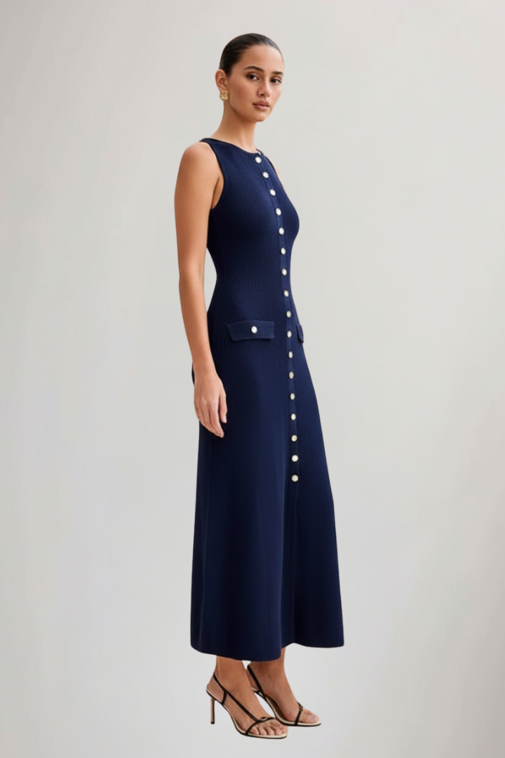 Gianna | Mouwloze Geribde Gebreide Maxi Jurk voor Dames – Casual Zomerse Bodycon Lange Jurk