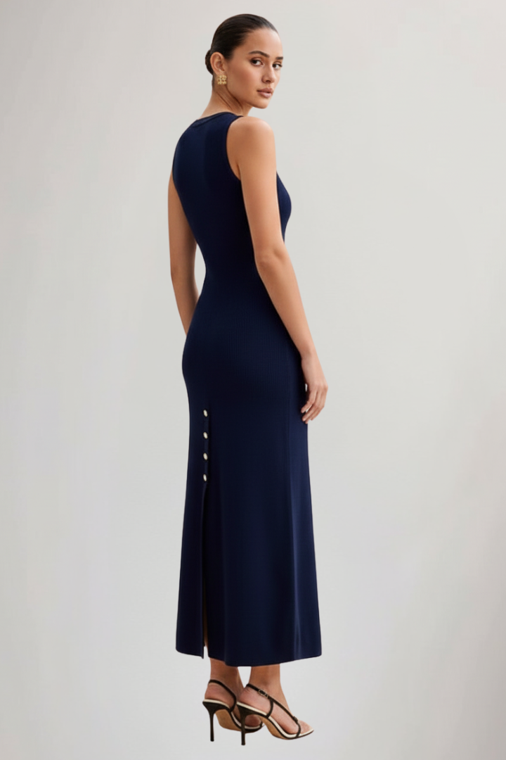 Gianna | Mouwloze Geribde Gebreide Maxi Jurk voor Dames – Casual Zomerse Bodycon Lange Jurk