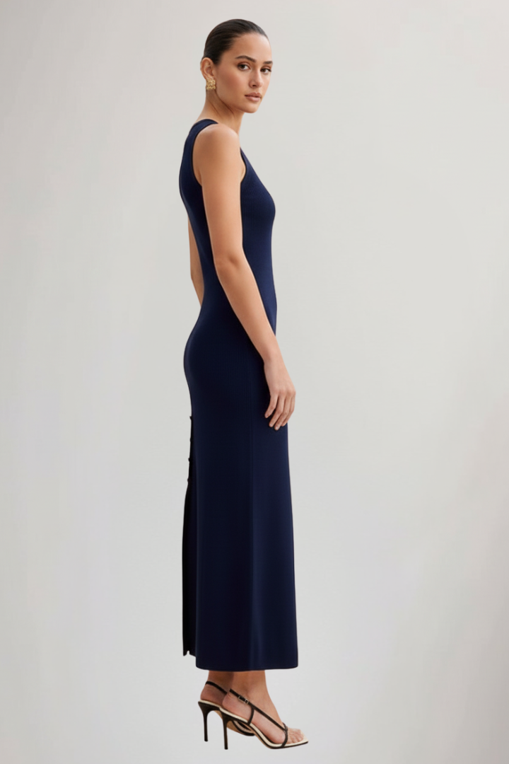 Gianna | Mouwloze Geribde Gebreide Maxi Jurk voor Dames – Casual Zomerse Bodycon Lange Jurk