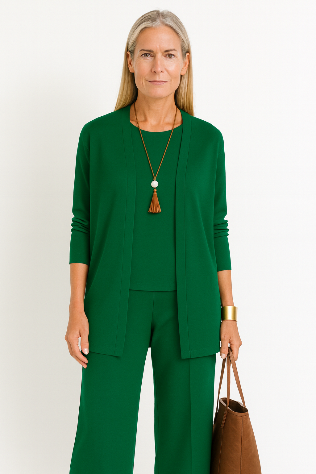 Lona | Luxe 3-delige set voor dames – elegante blazer, mouwloze top en broek met wijde pijpen