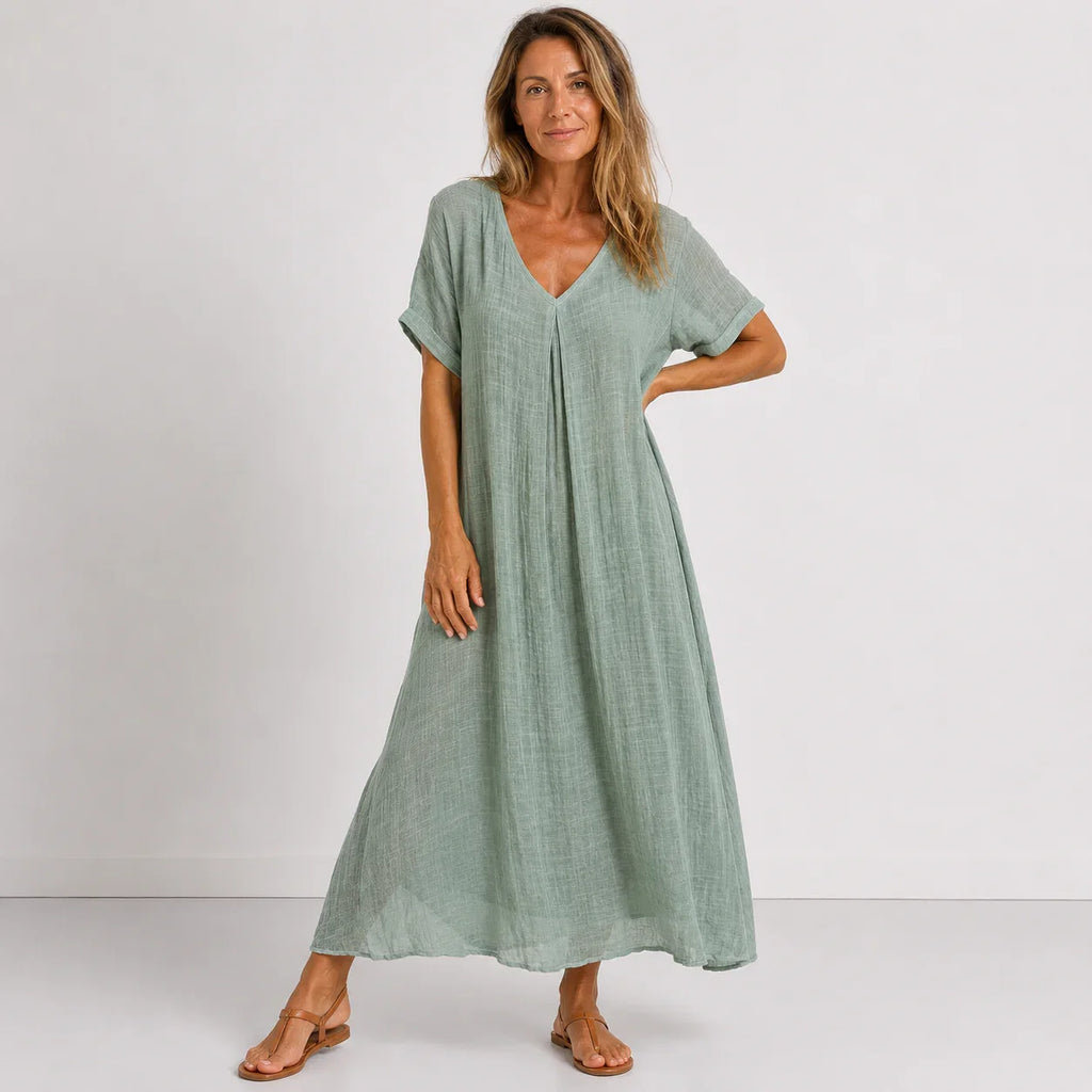 Eleanora | Lange Damesjurk – Vloeiende Maxi Jurk met Elegante, Soepelvallende Pasvorm