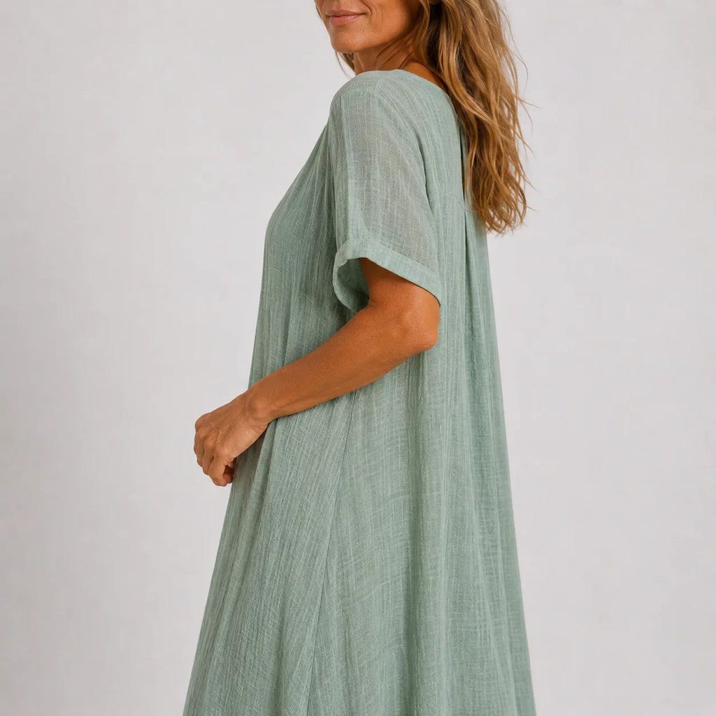 Eleanora | Lange Damesjurk – Vloeiende Maxi Jurk met Elegante, Soepelvallende Pasvorm