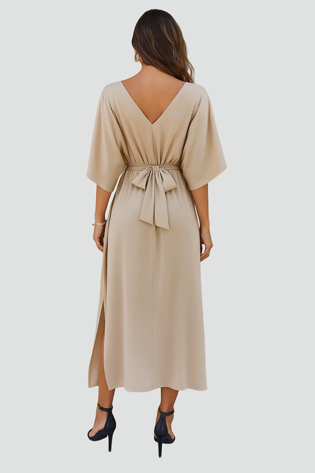 Gracelynne | Dames Wikkeljurk Maxi – Elegante Lange Jurk met V-Hals en Tailleceintuur