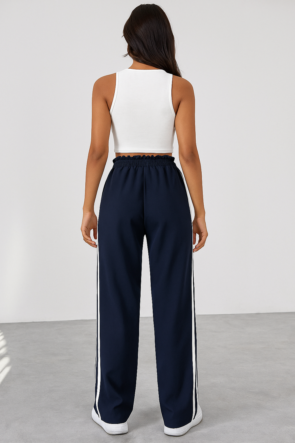 Odelia | Dames Sportbroek – Wide Leg Jogger met Hoge Taille, Zijstrepen en Relaxte Fit
