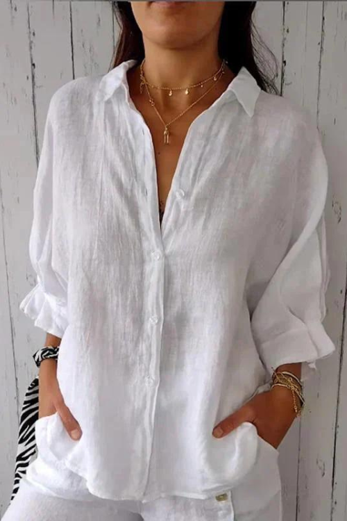 Ilyriah | Dames Linnen Shirt – Lichtgewicht Casual Blouse, Losvallende Knoopsluiting Top