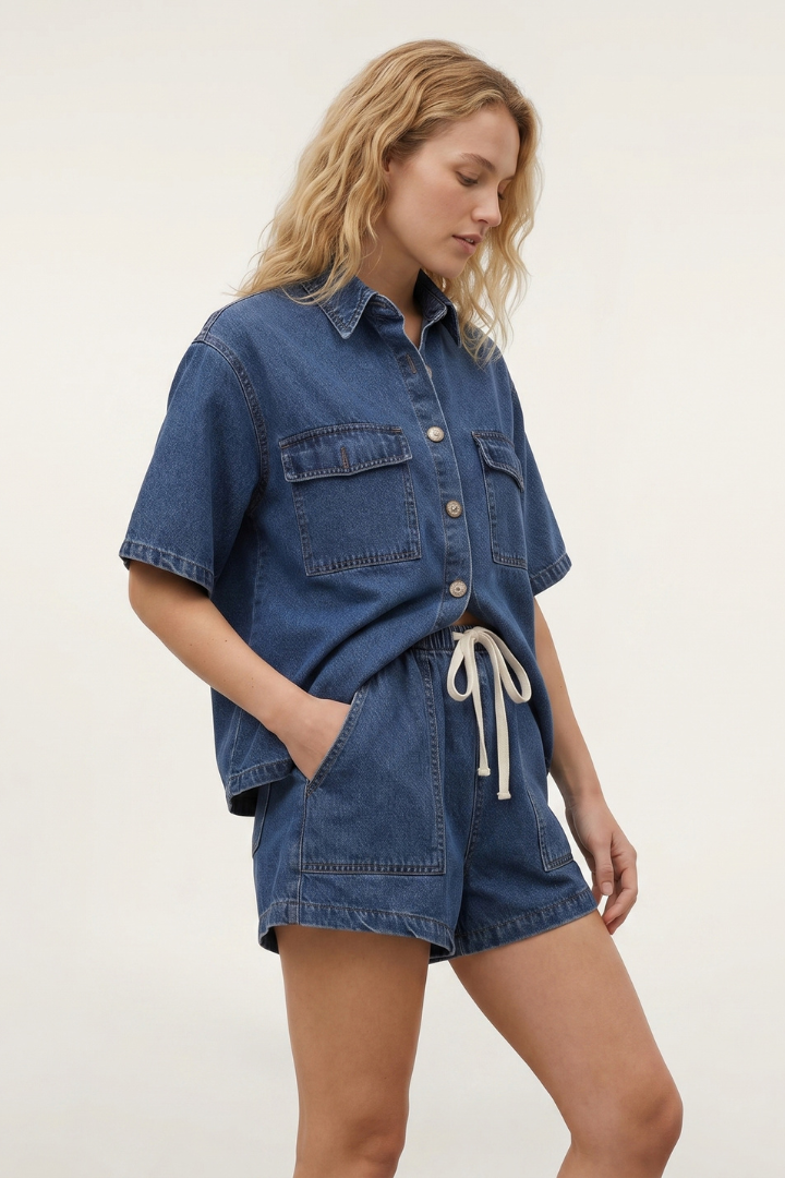 Elena | Denim 2-delige Set voor Dames – Casual Zomer Co-ord Outfit