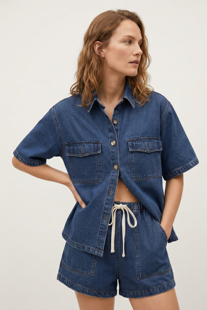 Elena | Denim 2-delige Set voor Dames – Casual Zomer Co-ord Outfit