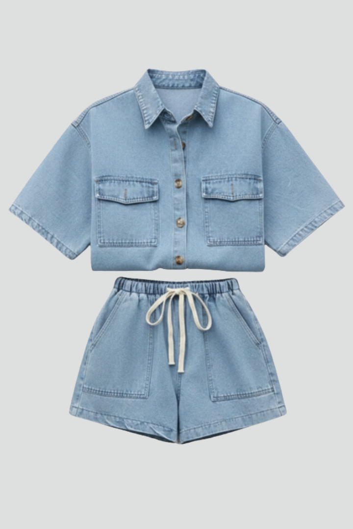 Elena | Denim 2-delige Set voor Dames – Casual Zomer Co-ord Outfit