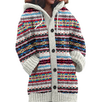Feline | Warme Gebreide Damesjas met Patroon – Grofgebreide Winterjas