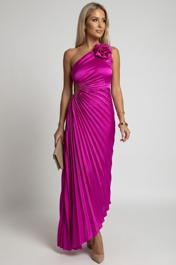 Calista | One-shoulder geplooide maxi avondjurk voor dames