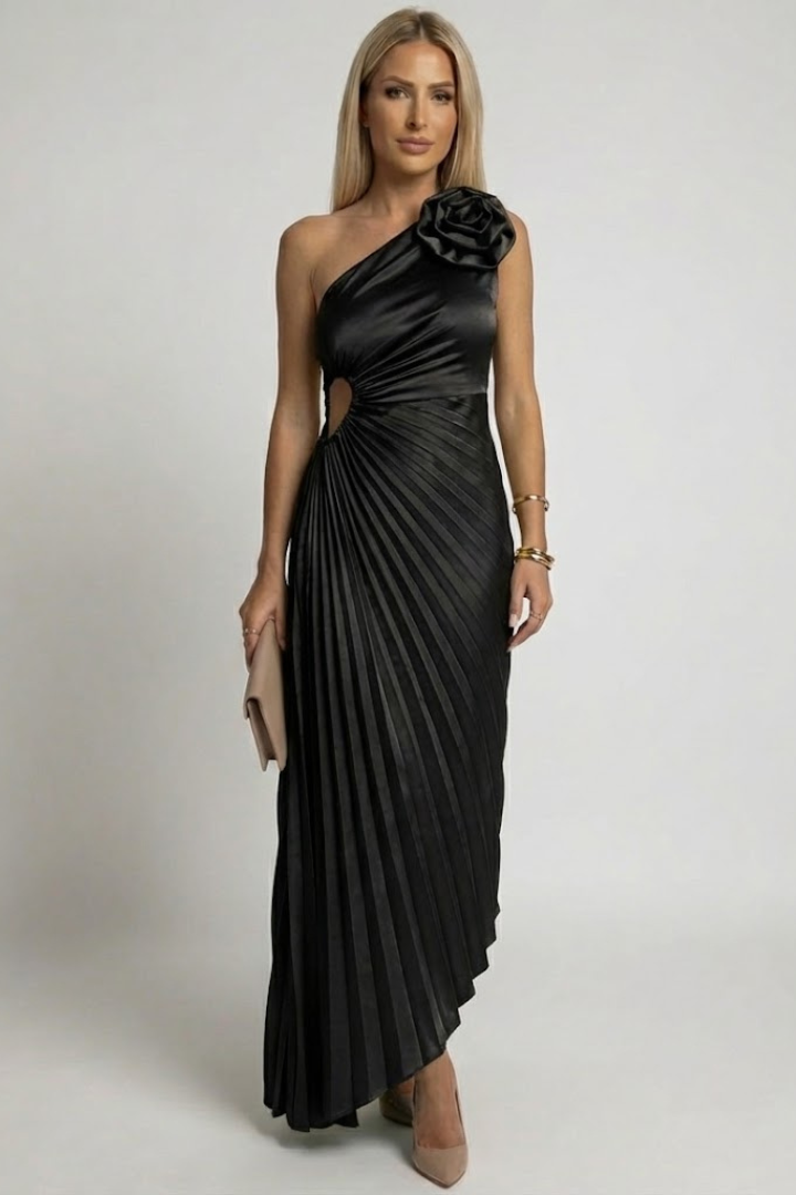 Calista | One-shoulder geplooide maxi avondjurk voor dames