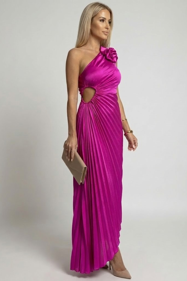 Calista | One-shoulder geplooide maxi avondjurk voor dames