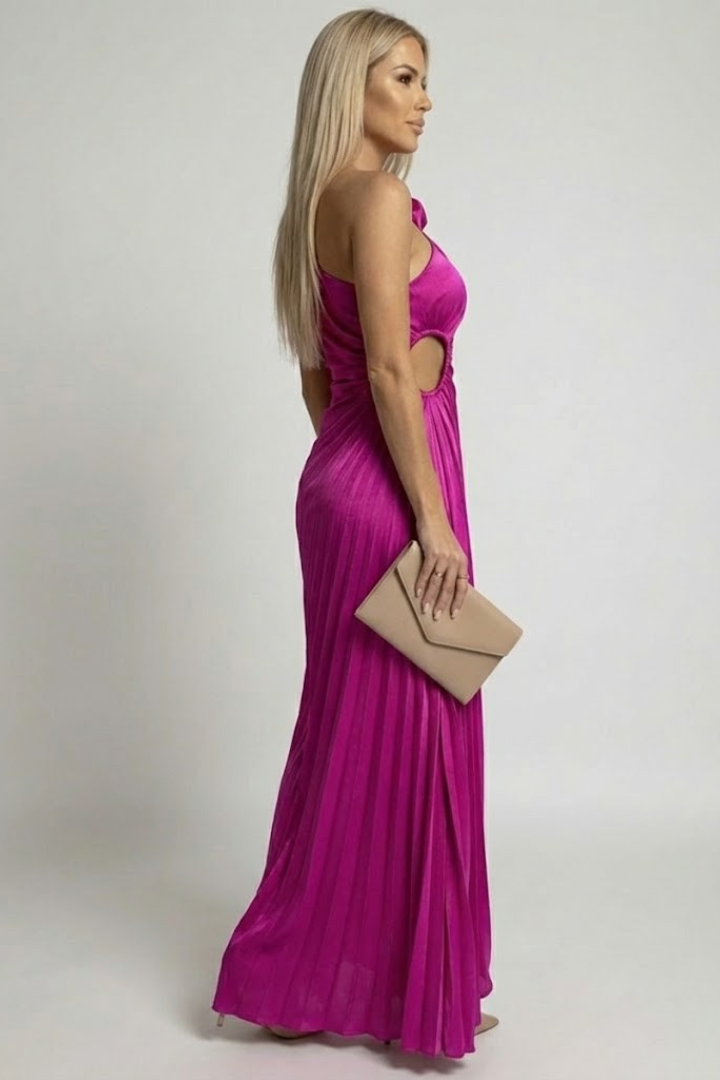Calista | One-shoulder geplooide maxi avondjurk voor dames