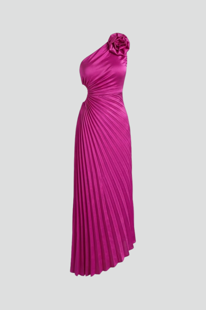 Calista | One-shoulder geplooide maxi avondjurk voor dames