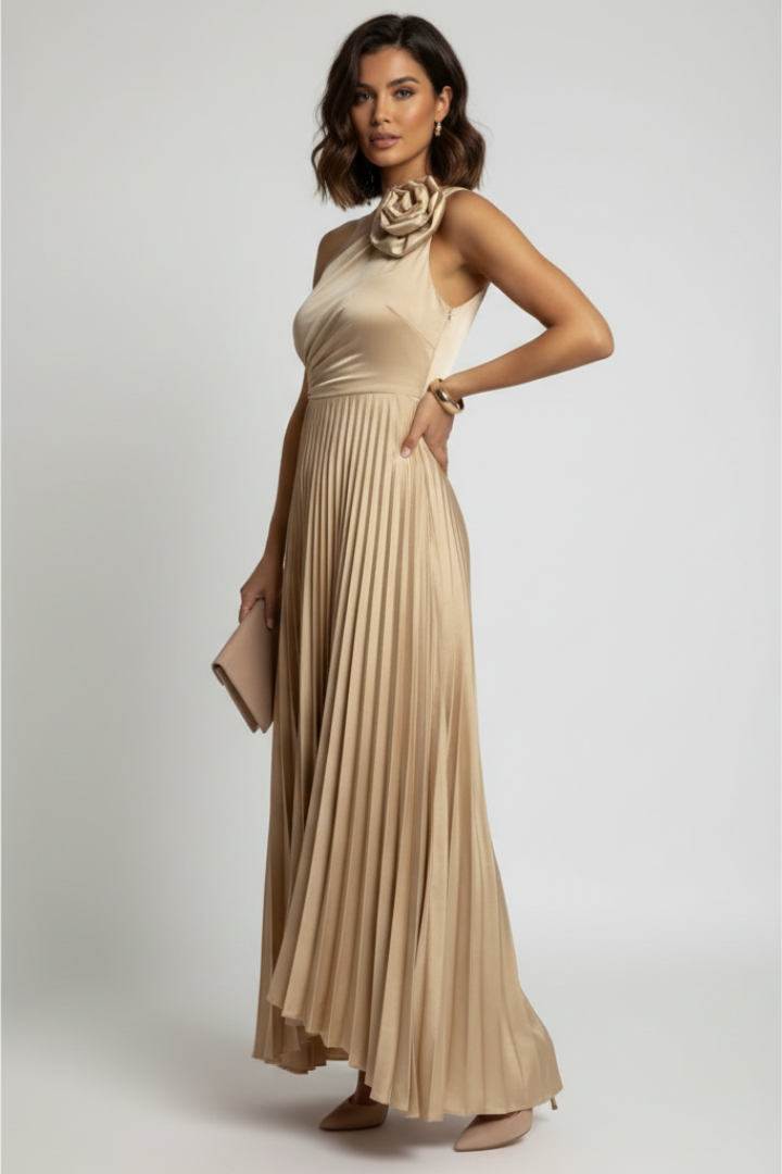 Calista | One-shoulder geplooide maxi avondjurk voor dames