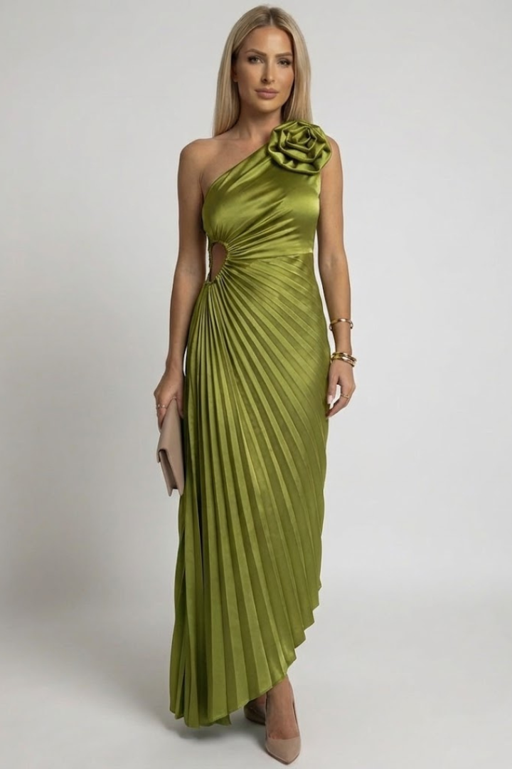 Calista | One-shoulder geplooide maxi avondjurk voor dames