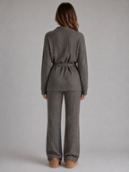 Amber | Dames Co-ord Set met Gebreide Coltrui en Flared Wijde Broek