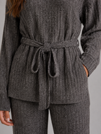 Amber | Dames Co-ord Set met Gebreide Coltrui en Flared Wijde Broek