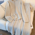 Marilène | 2-delige gebreide set voor dames, bestaande uit een top en een rok met asymmetrische zoom
