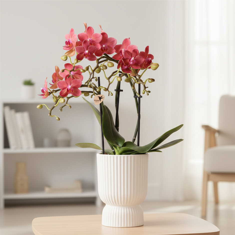 Rode orchidee - Congo + Diabolo pot