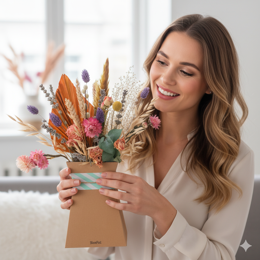 Droogbloemenboeket Pastel, incl. vouwvaas