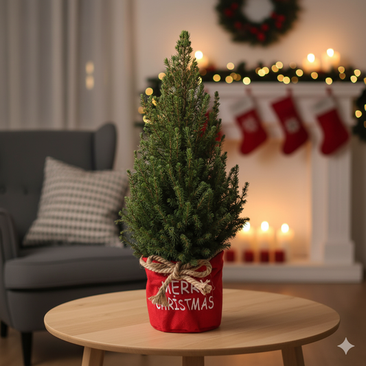 Kleine Kerstboom in Xmas Bag rood - Standalone