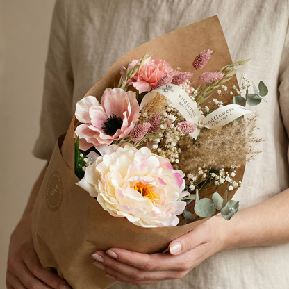 Droogbloemen & Zijde - Peony Love - ↕55cm