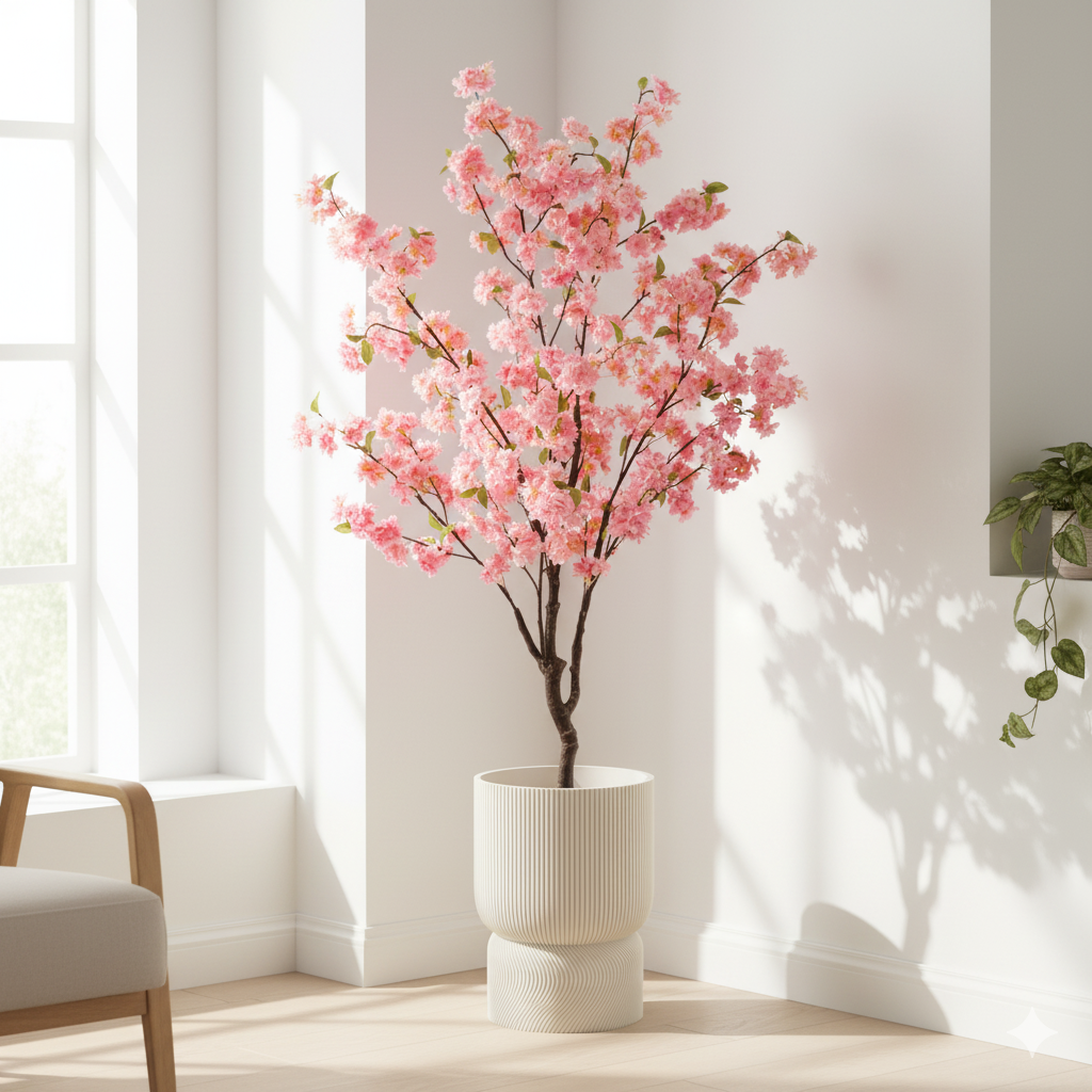 Kunstplant - Prunus - Kersenbloesem - Roze - 135cm