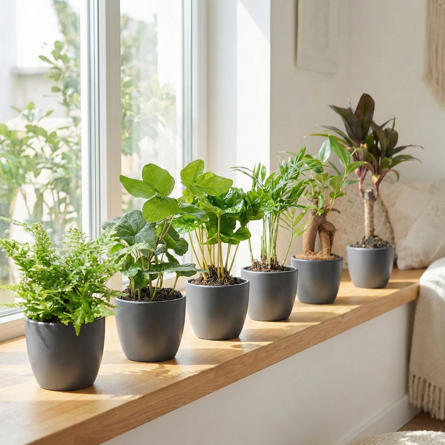 Mini planten set 6 - Inclusief 6x pot Boule Antraciet