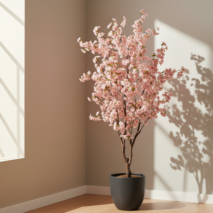 Kunstplant - Prunus - Kersenbloesem - Roze - 175cm