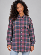 Ardina | Oversized Geruite Damesblouse met Knoopsluiting en Lang Model