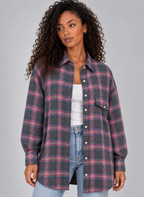 Ardina | Oversized Geruite Damesblouse met Knoopsluiting en Lang Model