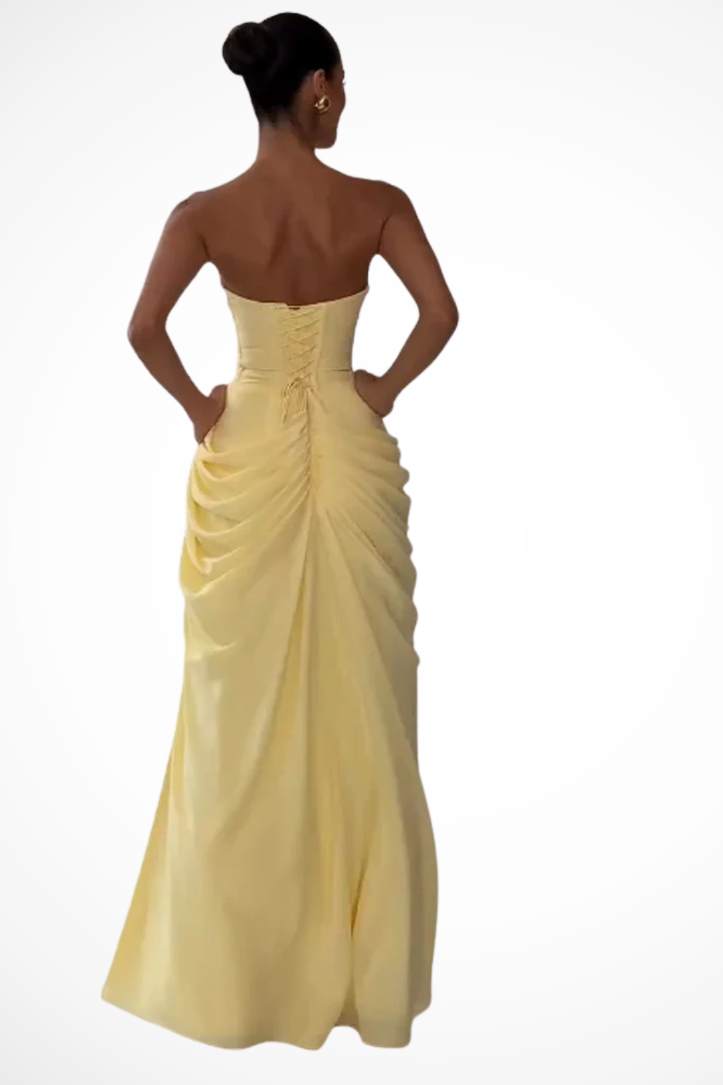 Liberty | Strapless Maxi Jurk voor Dames – Lange Gerimpelde Jurk met Zijsplit