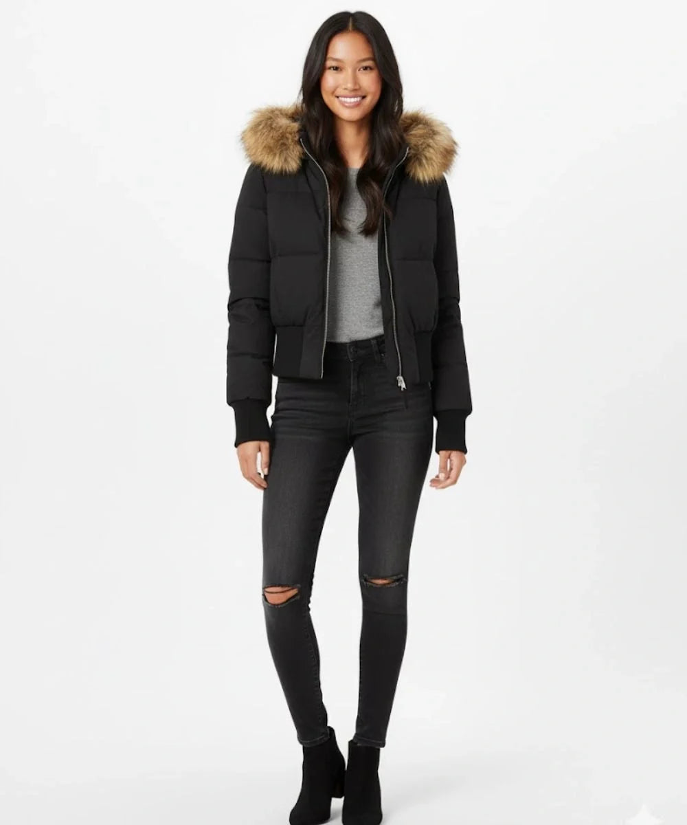 Abelina | Gewatteerde winterjas voor dames met afneembare capuchon en elastische manchetten